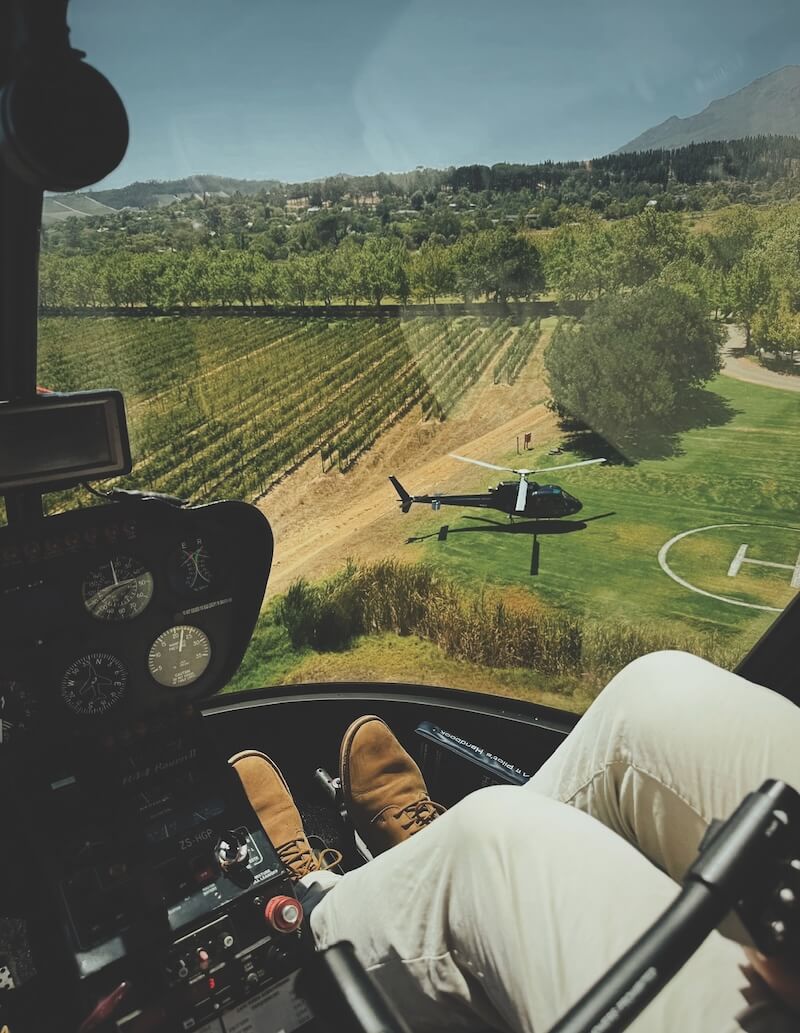 Bastion Aviation Helicopter flight to wine estate Cape Town